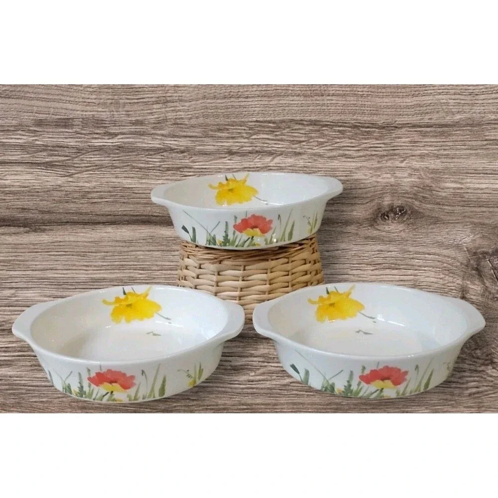 Vintage Mikasa Ultra Ceram Uptown A9006 Lugged Soup Bowls Set of 3 Japan 7.25